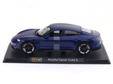 Porsche Taycan Turbo S blue 1:24 Bburago with Acrylic Case Licensed Diecast Scale Model Car Collectible