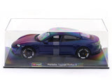 Porsche Taycan Turbo S blue 1:24 Bburago with Acrylic Case Licensed Diecast Scale Model Car Collectible