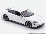 Porsche Taycan Turbo S White with Acrylic Case 1:24 Bburago Licensed Diecast Scale Model Car Collectible