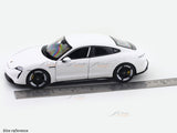 Porsche Taycan Turbo S White with Acrylic Case 1:24 Bburago Licensed Diecast Scale Model Car Collectible