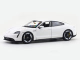 Porsche Taycan Turbo S White with Acrylic Case 1:24 Bburago Licensed Diecast Scale Model Car Collectible