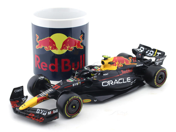 Coffee Mug B & 2023 Oracle Red Bull Racing RB19 No.11 Sergio Perez 1:24 Bburago licensed Formula 1 Scale Model