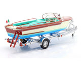Riva Junior Motorboat with Trailer Blue Interior 1:18 Mitica Scale Model Collectible