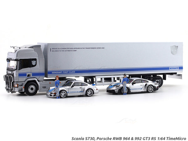 Scania S730 Porsche RWB 964 & 992 GT3 RS 1:64 TimeMicro diecast scale model car miniature car collectible