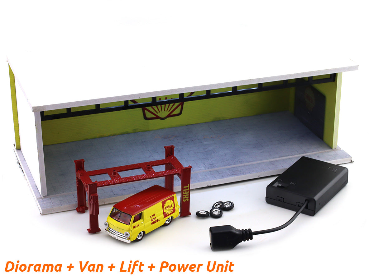 Shell Garage Diorama with Car & Power Unit 1:64 Scale Collectible mode