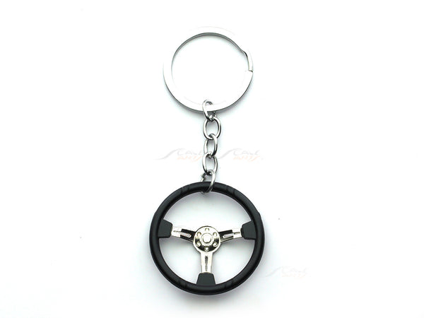 Chrome Steering wheel metal keyring / keychain