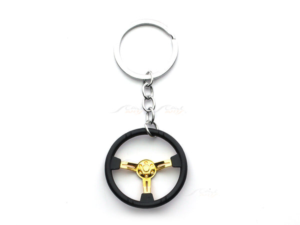 Golden Steering wheel metal keyring / keychain