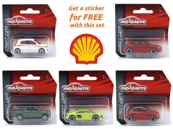 #2 Street cars set of 5 set with FREE Gulf Sticker 1:64 Majorette scale model car