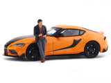 Toyota GR Supra orange with figure 1:64 diecast scale model car miniature collectible in India from Scale Arts
