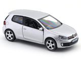 Silver toy car model on a white background