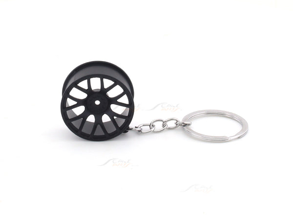 Wheel rim black keyring / keychain