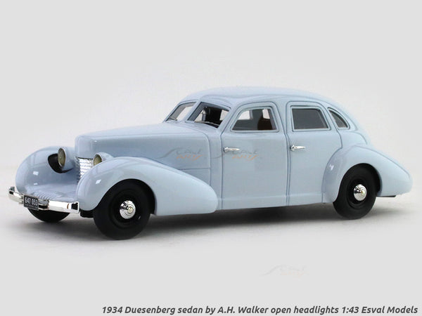 1934 Duesenberg sedan by A.H. Walker open headlights 1:43 Esval Models scale model car.