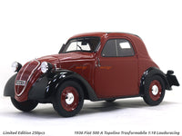 1936 Fiat 500 A Topolino Trasformabile red 1:18 Laudoracing Scale Model car.
