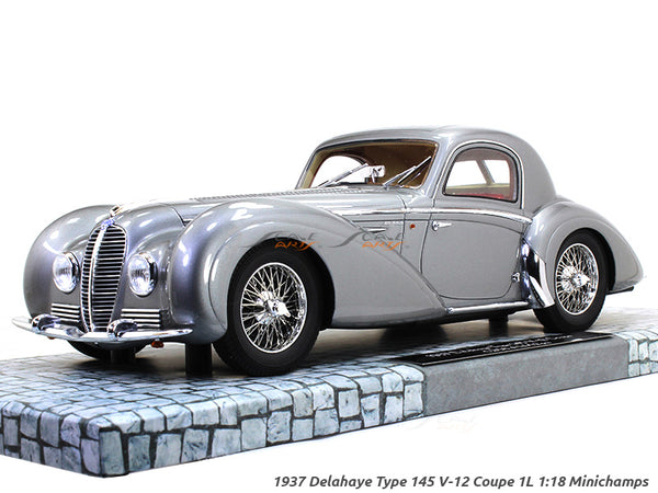 1937 Delahaye Type 145 V-12 Coupe 1L 1:18 Minichamps scale model car.