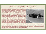 1937 Duesenberg SJ Town Car Chassis 2405 by Rollson for Mr Rudolf Bauer open 1:18 Esval models scale car.