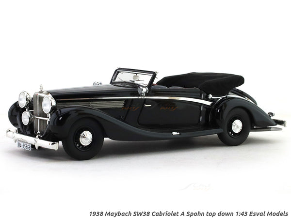 1938 Maybach SW38 Cabriolet A Spohn top down 1:43 Esval Models scale model car.