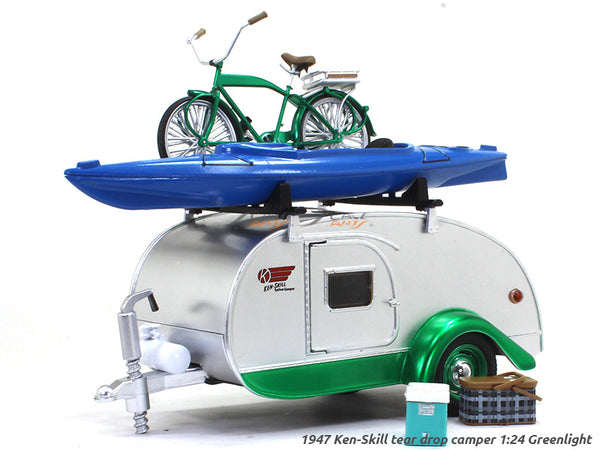 1947 Ken-Skill tear drop camper 1:24 Greenlight  diecast scale model camper.