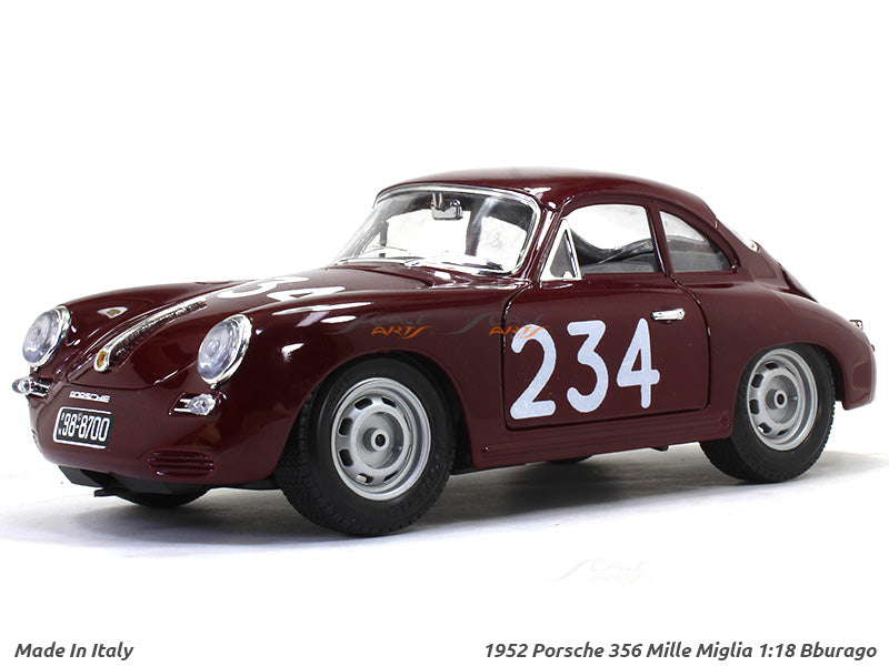 MADE IN ITALY 1952 Porsche 356 Mille Miglia 1:18 Bburago diecast Scale  Model car