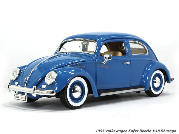 1955 Volkswagen Kafer Beetle Blue 1:18 Bburago diecast Scale Model car.