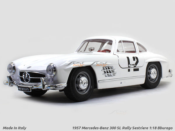 MADE IN ITALY 1957 Mercedes-Benz 300 SL Rally Sestriere 1:18 Bburago diecast Scale Model car.