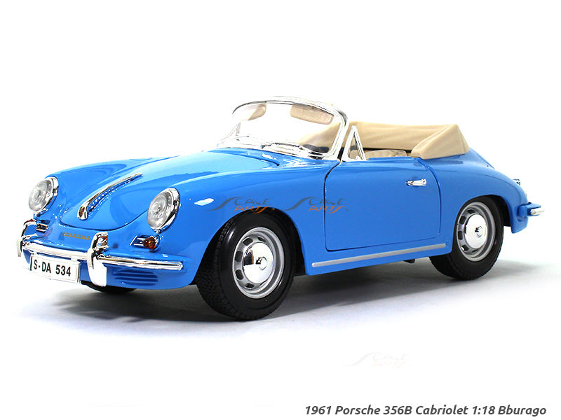 1961 Porsche 356 B Cabriolet blue 1:18 Bburago licensed diecast