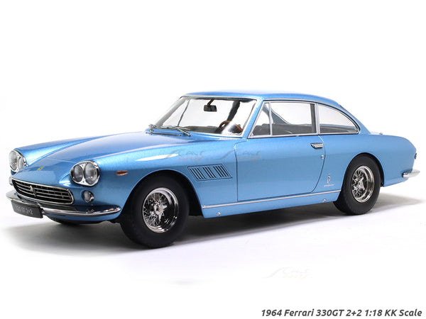 1964 Ferrari 330GT 2+2 blue 1:18 KK Scale scale model car collectible.
