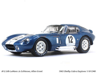 1965 Shelby Cobra Daytona 24h LeMans Jo Schlesser, Allen Grant 1:18 CMR diecast scale model car.