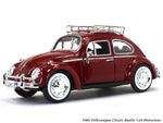 1966 Volkswagen Classic Beetle with roofrack 1:24 Motormax diecast scale model car.