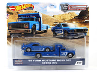 1969 Ford Mustang Boss 302 Retro Rig Team Transport 1:64 Hotwheels premium collectible.