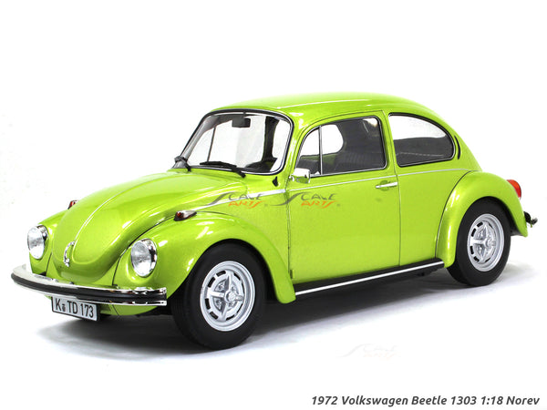 1972 Volkswagen Beetle 1303 green 1:18 Norev scale diecast collectible model.