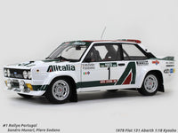 Kyosho Fiat 131 Abarth ALITALIA #1 Munari Rally Portugal 1978 1/18 08376B Kyosho Fiat 131 Abarth ALITALIA #1 Munari Rally Portugal 1978 1/18 08376B