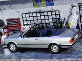 1985 BMW 3 Series E30 Cabriolet silver 1:18 MCG diecast Scale Model car.