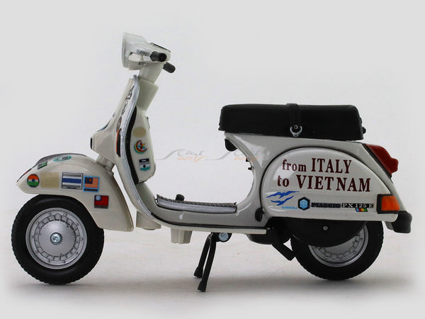 1992 Vespa PX 125 E Raid Italy to Vietnam 1:18 diecast scale model scooter