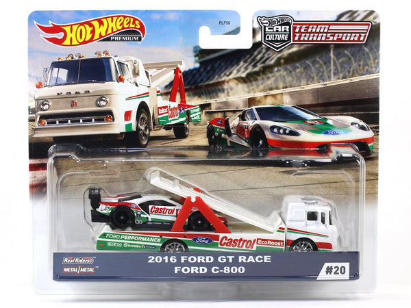 2016 Ford GT Race Ford C-800 Team Transport 1:64 Hotwheels premium collectible.