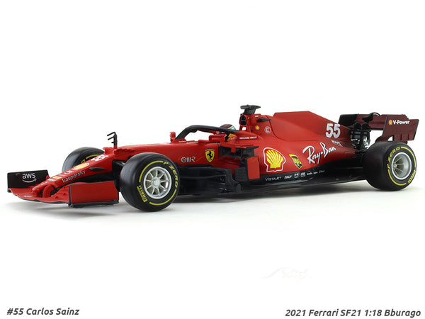 2021 Ferrari SF21 #55 Carlos Sainz 1:18 Bburago diecast scale model car collectible