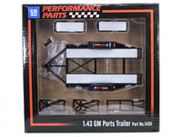 GM performance parts tandem car trailer with tire rack 1:43 GMP diecast Scale Model Car.