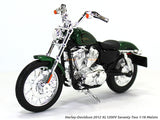 2012 XL 1200 Seventy Two Green Harley Davidson 1:18 Maisto diecast scale model bike.