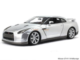 Nissan GT-R silver 1:18 Bburago diecast scale model car.