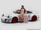 Porsche 964 RWB with figure 1:64 TimeMicro diecast scale miniature car.