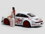 Porsche 964 RWB with figure 1:64 TimeMicro diecast scale miniature car.