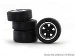 Porsche Tires and Rim set black 1:18 KK Scale diorama accessories