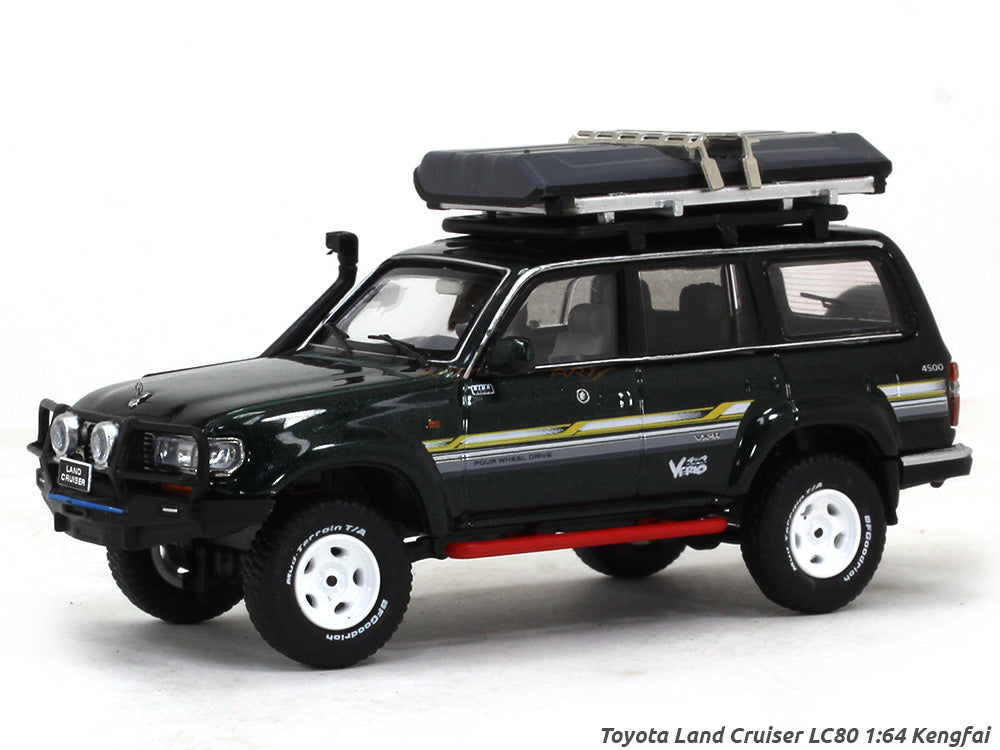 1/64 Toyota LC80 SUV モデル ルーフラック付き Toyota Land Cruiser LC80 1:64 Kengfai diecast scale model car