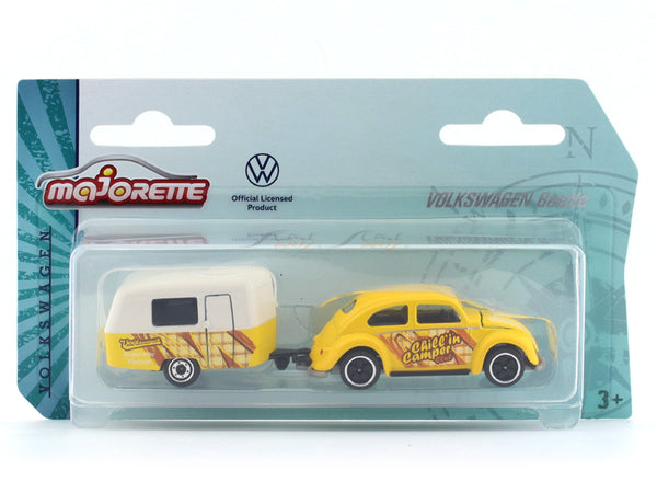 Volkswagen Beetle with Camper 1:64 Majorette scale model car