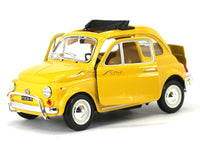 1965 Fiat 500F yellow 1:24 Bburago diecast Scale Model car.