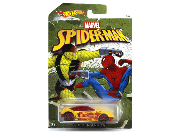 Golden Arrow Spider-Man 1:64 Hotwheels diecast Scale Model car.