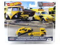 Volkswagen Classic Bug & T1 Pickup Transporter Team Transport 1:64 Hotwheels premium collectible.